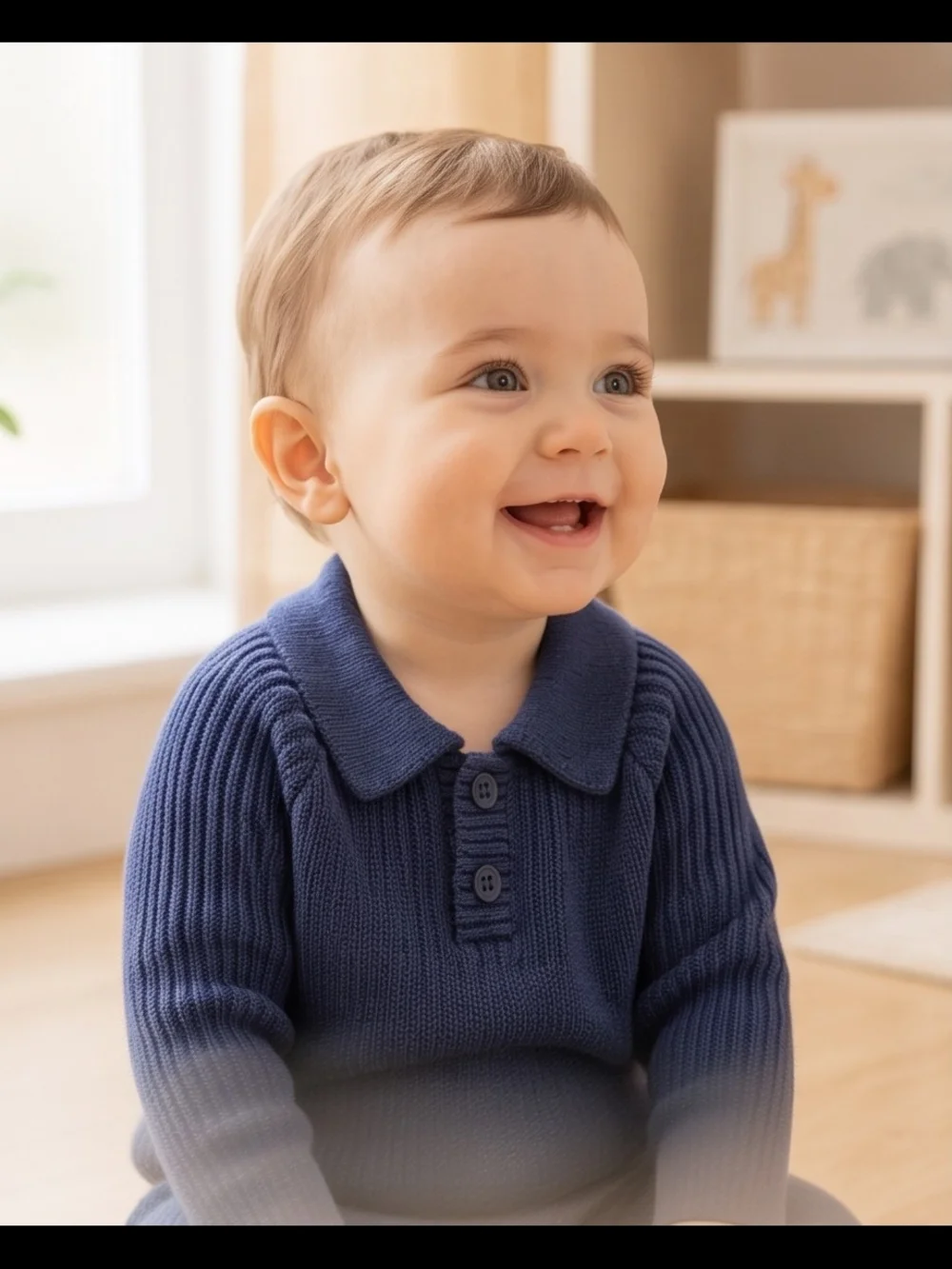 Brand Navy Knit Polo Matching Set - Cozy Two-Piece Outfit